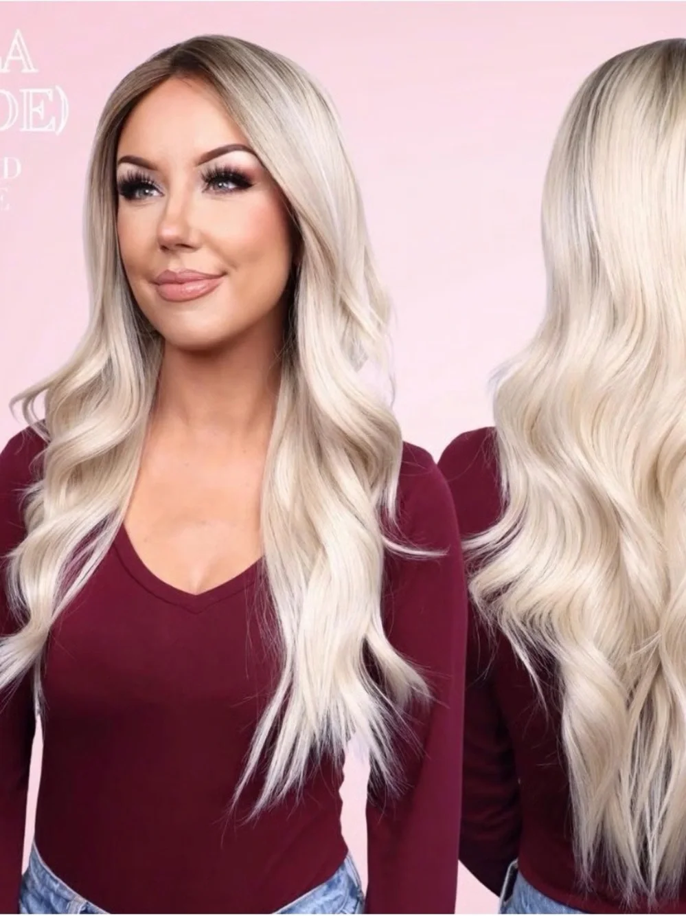 Long Wavy Platinum Blonde Women's Wig with Natural Shine